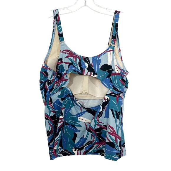 Alaskan Hardgear Duluth Trading Blue Floral Tankini Swim Top - Size 14 - Picture 2 of 4